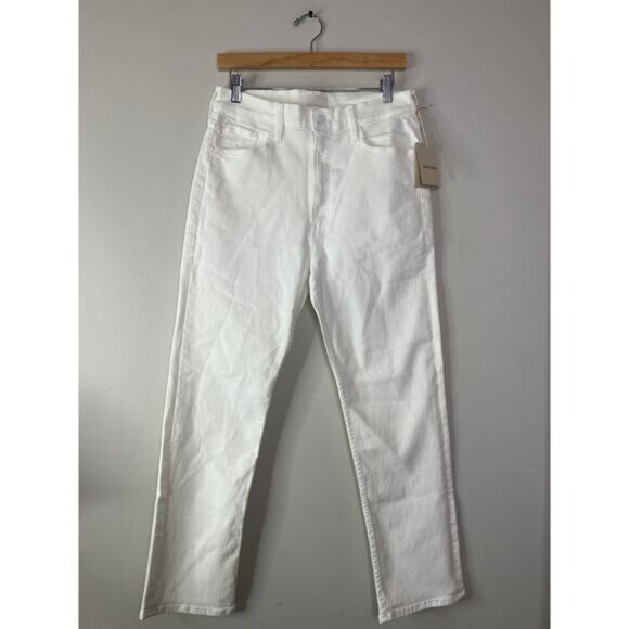 NWT Mother High Waisted Rider Ankle Button Belt Loops Denim Pants White Size: 30 - Picture 2 of 10